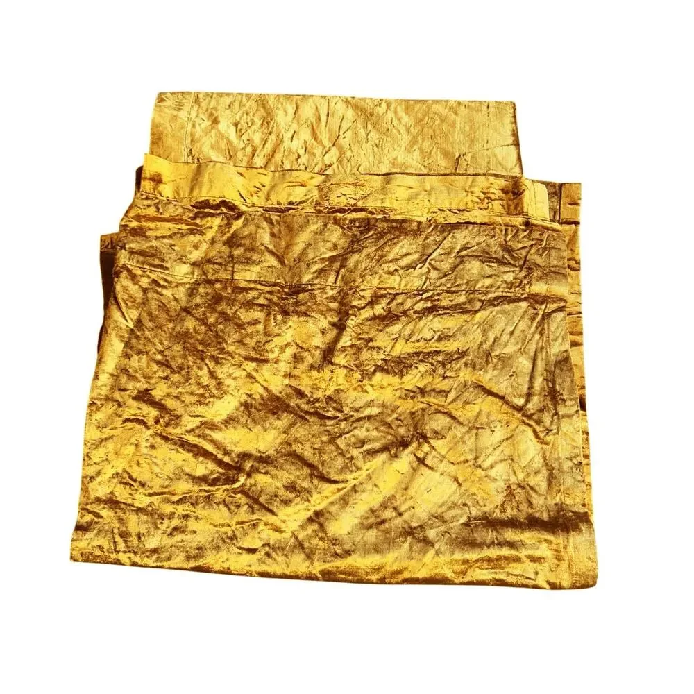 2 panels West Elm Gold Velvet Blackout Curtains 48x84”